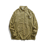 Men Shacket Long Sleeve Autumn Shirt Autumn Plaid Shirt Casual Long Sleeve Lapel Loose Top for Men