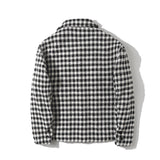 Men Shacket Long Sleeve Autumn Shirt Autumn Plaid Jacket Loose Multi-Pocket Coat