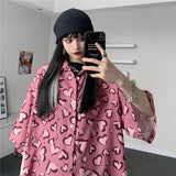 Harajuku Clothing Men's Casual Shirts Printed Loose Short Sleeve Shirt Men's and Women's Shirt