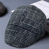 Beret Hat Simple Vintage Painter Hat Men's Autumn and Winter Snowflake Plaid British Peaked Cap