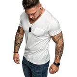 Men T-shirt Casual plus Size Top Summer Men's Casual Slim-Fit Short Sleeve T-shirt