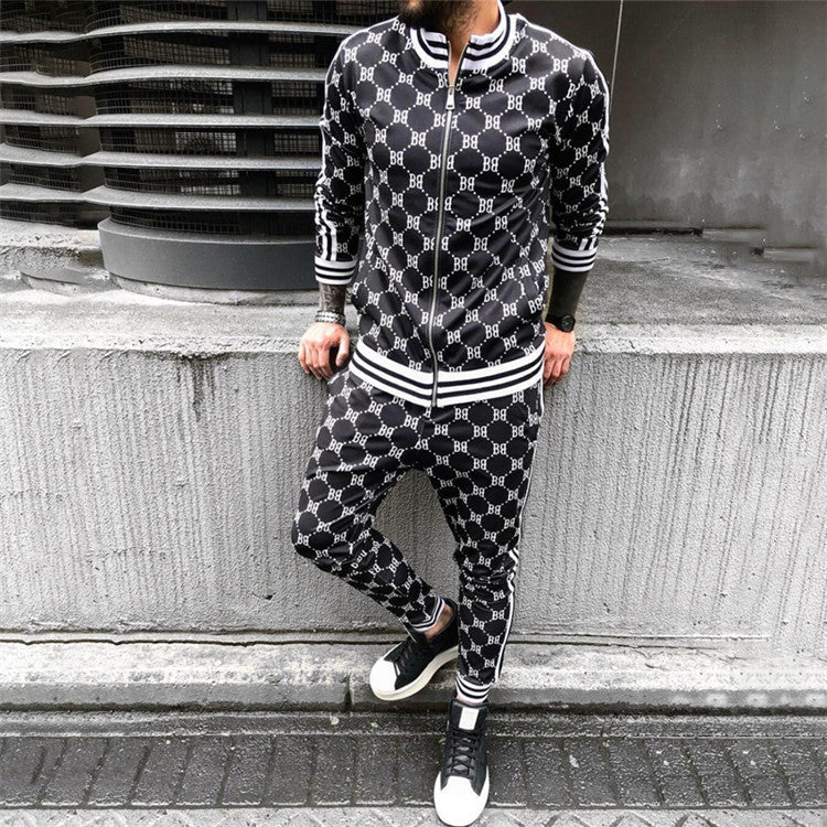 Men′s Athletic Tracksuit Sweat Suits for Men Outfits Spring and Autumn Fashion Outdoor Leisure Men's Clothing Coat Trousers Sportswear