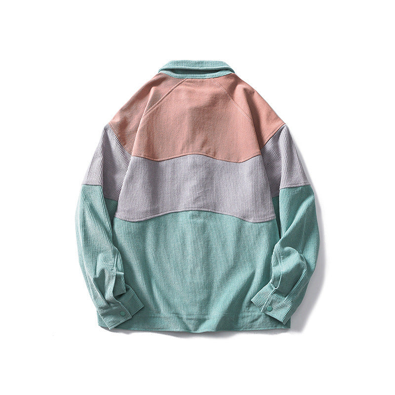 Men's plus Size Retro Sports Baseball Uniform Couple Stitching Workwear Jacket Men's Loose Casual Jacket Jacket Men Shacket