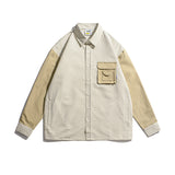 Men Shacket Long Sleeve Autumn Shirt Autumn Three-Dimensional Pocket Stitching Long Sleeve Simple Lapel Shirt for Men