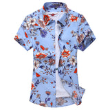 Summer Men's Slim Fit Short Sleeve Flower Shirt plus Size Fashion Casual Beach Men Shirt