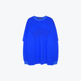 Men Fall Outfits Solid Color Loose False Two Pieces Long Sleeve T-shirt Base Simple