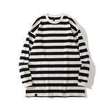 Men Fall Outfits Vintage Stripe Casual Loose Long Sleeve T-shirt Top