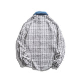 Men Shacket Long Sleeve Autumn Shirt Fall Fashion Color Contrast Stitching Collar Large Pocket Three-Color Shirt