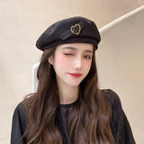 Beret Hat Female Autumn Winter Retro Elegant Graceful Painter Cap