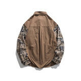 Men Shacket Long Sleeve Autumn Shirt Autumn Vintage Shirt Printed Patchwork Long Sleeves Shirt Men