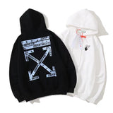 Autumn And Winter Palm Letter Arrow Pattern Hooded Fleece Lined Sweater Men And Women Same Style