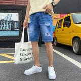 Men Distressed Jeans Man Ripped Jean Deconstructed Denim Pants Men Jean Short Man Denim Short Pant Summer Ripped Denim Shorts Men Loose Five-Point Pants Men Jeans Shorts