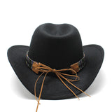 Wester Hats Western Cowboy Hat Ox Horn Woolen Jazz Top Hat Male Ladies' National Style Felt Cap