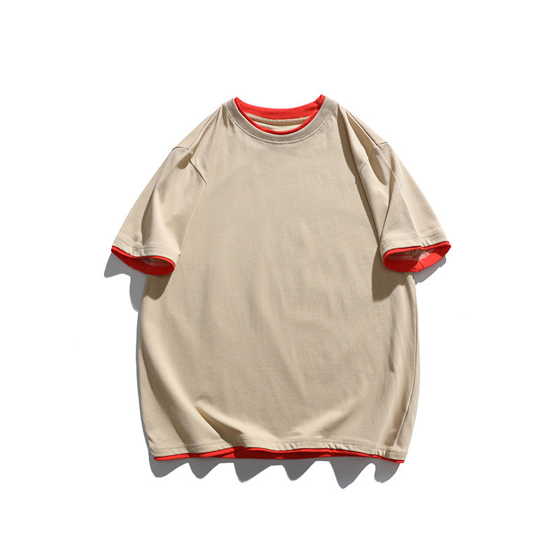 2022 Summer Man T Shirt Fake Two-Piece round Neck