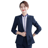 Women Pants Suit Uniform Designs Formal Style Office Lady Bussiness Attire Fall/Winter Slim Jewelry Shop Tooling