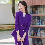 Women Pants Suit Uniform Designs Formal Style Office Lady Bussiness Attire Blazer Women Double-Breasted Top Work Suit