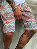Men Shorts Men's Vintage Printed Straight Shorts Youth Casual Loose Beach Pants