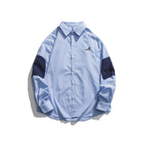 Men Shacket Long Sleeve Autumn Shirt Autumn Cityboy Striped Shirt Color Contrast Patchwork Long Sleeve Couple Shirt