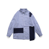 Men Shacket Long Sleeve Autumn Shirt Autumn Loose Striped Shirt Contrast Color Long Sleeves Shirt Coat