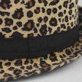 Fedora Hat Leopard Print Woolen Thick Billycock Fedora Hat Fashion British Style Felt Cap