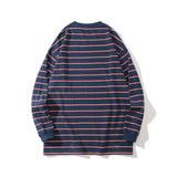 Men Fall Outfits Vintage Stripe Casual Loose Long Sleeve T-shirt Top