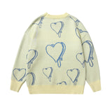 Men Fall Outfits Vintage Cartoon Letter Autumn Sweater Knitwear Coat