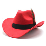 Wester Hats Spring and Autumn Feather Woolen Hat Fedora Hat Sun Hat