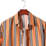 Men's Clothing Fashion Striped Long Sleeves Youth Business Casual plus Size Retro Sports Men Shirt