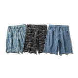 Mens Jean Shorts Animal Printed Washed Denim Shorts Men's Street Fashion Loose Straight Shorts Summer Bermuda Shorts