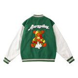 Mens Fall Outfits Color Blocking Baseball Uniform Pilot Jacket Coat Winter