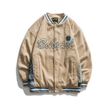 Men Fall Outfits Baseball Uniform Jacket Retro Paisley Stitching Loose Hiphop Couple Coat