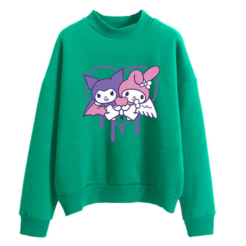Kuromi Sweatshirt Autumn and Winter Mid Collar Candy Color Couple Wear Cartoon Loose Sweater