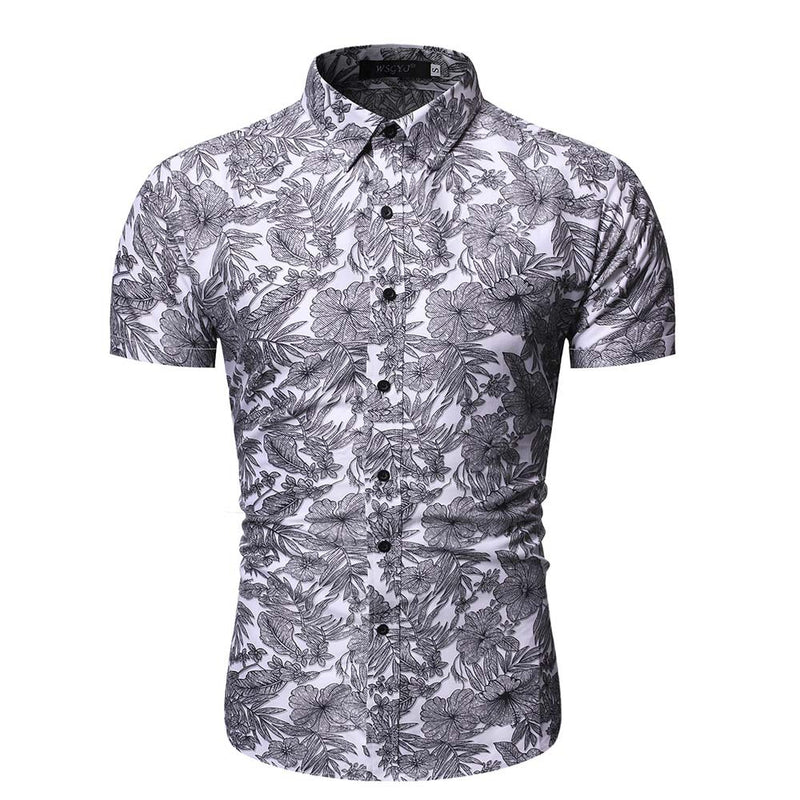 Men's Summer Men's Loose Short Sleeve Shirt Printed Shirt Casual Beach Men's Shirt