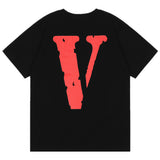Vlone ShortSleeved Portrait High Street Loose Casual Men and Women Couple round Collar Fashion Tee Printed Letter Tshirt