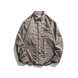 Men Shacket Long Sleeve Autumn Shirt Fall Vintage Shirt Loose Two-Pocket Plaid Shirt for Men