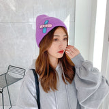 Women Beanies Autumn and Winter Personality Patch Knitted Woolen Cap