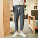 Linen Pants Straight Leg Pants Drawstring Lightweight Elastic Beach Pants Spring/Summer Men's Casual All-Matching Loose