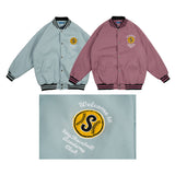 Mens Fall Outfits Retro Alphabet Printed Baseball Uniform Coat Loose Couple Casual Jacket