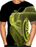 3D T Shirt Top Lapel 3D Road Car