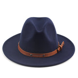 Fedora Hat Flat Top Jazz Top Hat Autumn and Winter Men and Women British Woolen Hat