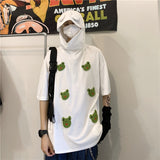 Harajuku Clothing Men's Tshirt Classic Retro Shirts Summer Loose Hooded Short Sleeve T-shirt Men and Women