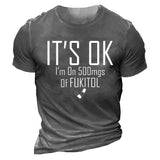 Man T Shirt round Neck Heat Transfer Patch Printed Loose