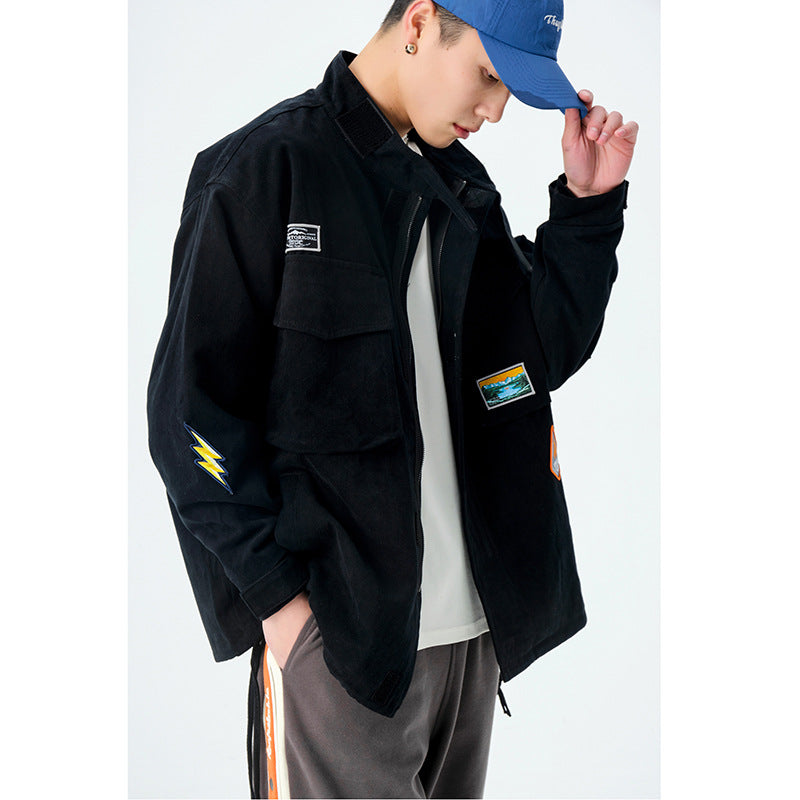 Men's Wear Workwear Jacket Men's Spring Loose and Simple plus Size Retro Sports Jacket Male Student Baseball Uniform Tide Men Shacket Men Jacket