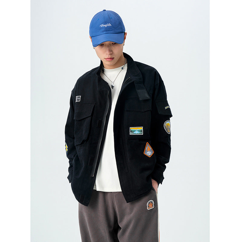 Men's Wear Workwear Jacket Men's Spring Loose and Simple plus Size Retro Sports Jacket Male Student Baseball Uniform Tide Men Shacket Men Jacket