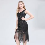 Flapper Dress 1920S Vintage Sequins Dress Pairs V-neck Bead Sequined Dresses Tassel Dress plus Size Party Dress