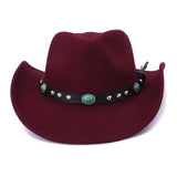 Wester Hats Men and Women Peach Top Woolen Western Ethnic Style Denim Hat