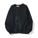 Fog Essentials Long Sleeve round Neck Sweatshirt Double Line Letter Starry Sky Paint-Splashing Style Graffiti Sweater