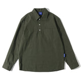 Men Shacket Long Sleeve Autumn Shirt Autumn Solid Color Retro Workwear Shirt