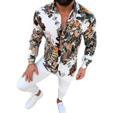 Men Shirt Fashion Slim Fit Shirt Short Sleeve Shirt Large Size Casual Top Men's Long-Sleeved Shirt Trend 3D Printing Cardigan Shirt