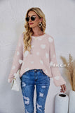 Valentine's Day Outfits Knitted Heart round Neck Temperament Commute Sweater Pullover Sweater for Women